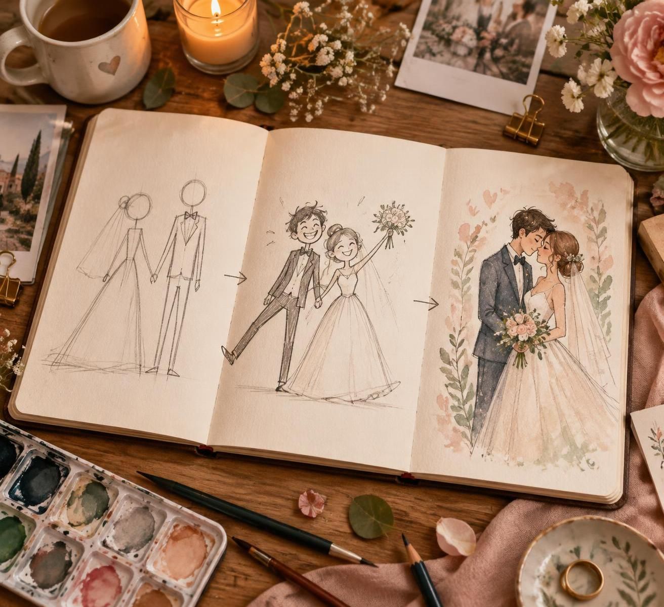 découvrez des idées de dessins de mariage simples et amusantes, des inspirations à l’aquarelle et des coloriages à imprimer pour célébrer les mariés.